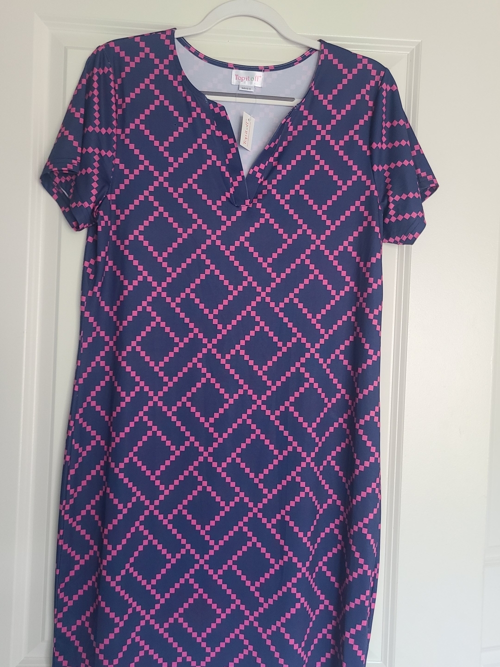 Topper Navy and Pink Geometric Mini Dress by Topper